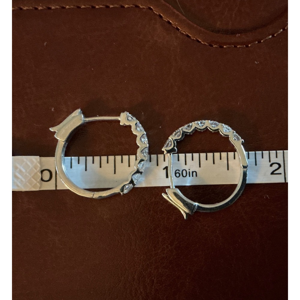 Diamond‎ Sterling Silver Hoop Earrings, tension set, 1.10 carats